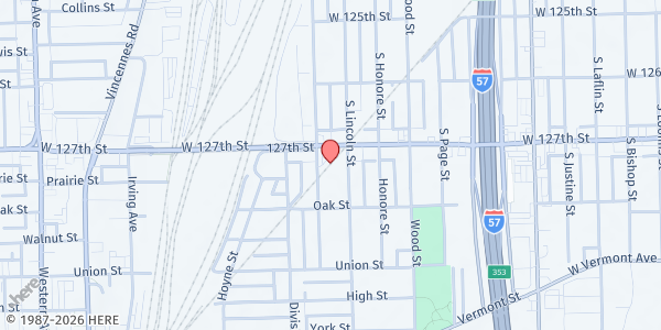 Map showing Blue Island Crossgenerations Corps Community Ctr at 2900 W Burr Oak, Blue Island, IL