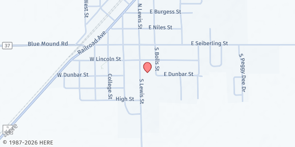 Map showing Blue Mound Interchurch Council at 100 Lincoln, Blue Mound, IL