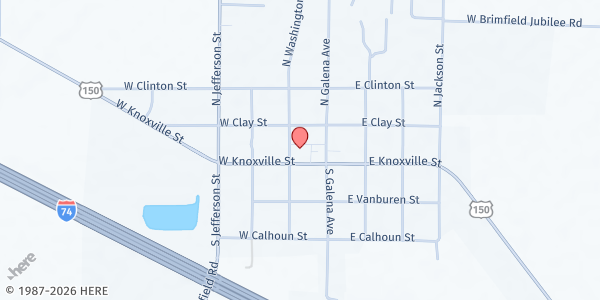 Map showing Brimfield Foodmobile at 125 W. Knoxville St., Brimfield, IL