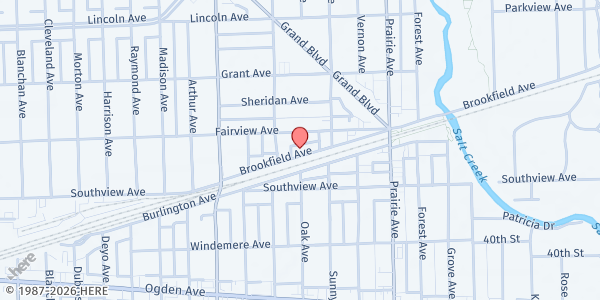 Map showing Share Food Share Love Food Pantry at 9030 Brookfield Ave, Brookfield, IL