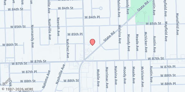 Map showing Our Savior's Lutheran Church at 8607 Narragansett Ave, Burbank, IL