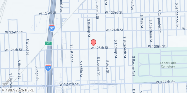 Map showing Community Covenant Church at 12446 S Loomis St, Calumet Park, IL