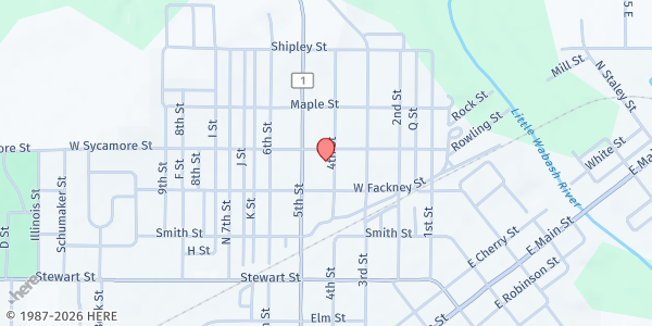 Map showing Hands of Compassion - Carmi at 401 W Sycamore, Carmi, IL