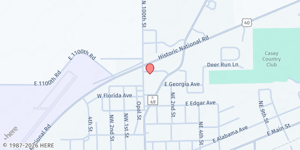 Map showing Casey Mobile Food Pantry at 401 E. Main St., Casey, IL