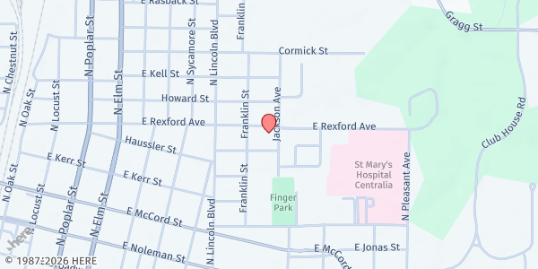 Map showing Centralia Little Pantry at 909 E. Rexford St., Centralia, IL