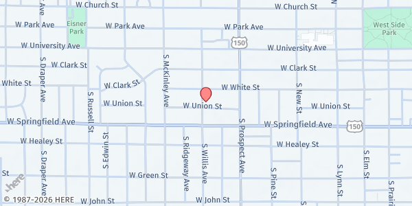 Map showing Herzog Pantry at Union & Willis Ave at 306 S. Willis Ave., Champaign, IL
