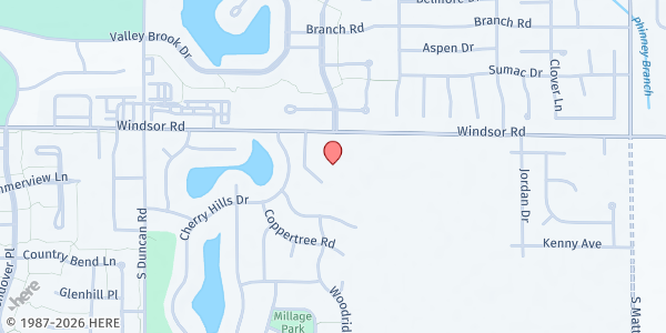 Map showing Windsor Rd Christian Church Free Food Store at 2501 Windsor Rd., Champaign, IL