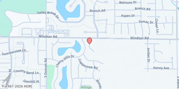 Map showing Windsor Road Christian Church at 2501 Windsor Rd., Champaign, IL