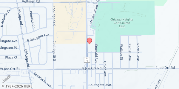 Map showing Bloom Township Food Pantry Inc. at 425 South Halsted Street, Chicago Heights, IL