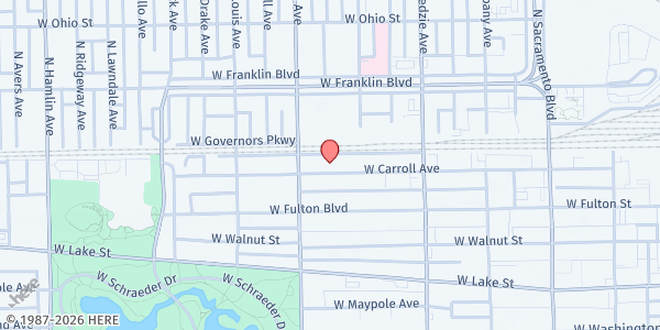 Map showing Breakthrough Urban Ministries Inc. at 3334 W Carroll Ave, Chicago, IL