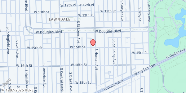 Map showing Carey Tercentenary AME Church at 1448 S Homan Ave, Chicago, IL