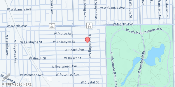 Map showing Chicago Le Moyne St Church of God at 3301 W Le Moyne St, Chicago, IL