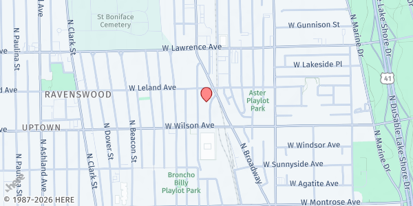 Map showing Cornerstone Community Outreach at 4626 N Clifton Ave, Chicago, IL