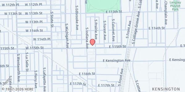 Map showing Evangelism Outreach Ministries at 214 E 115th St, Chicago, IL