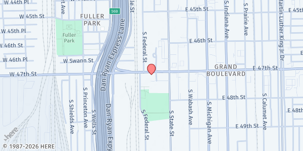 Map showing Firman Community Services at 37 W 47th St, Chicago, IL