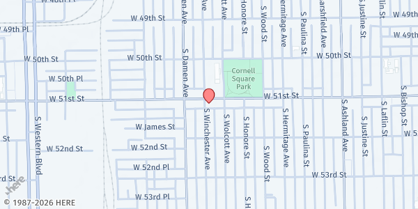 Map showing For Your Conciousness Campbell Ministries at 1923 W 51st St, Chicago, IL