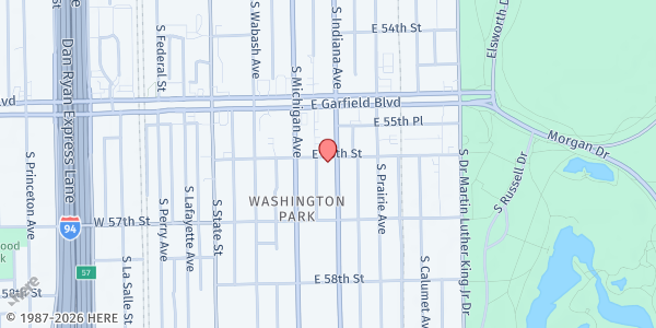 Map showing Gorham UMC at 5600 S Indiana Ave, Chicago, IL