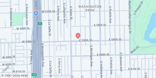 Map showing Greater Metropolitan MBC at 5856 S Wabash Ave, Chicago, IL