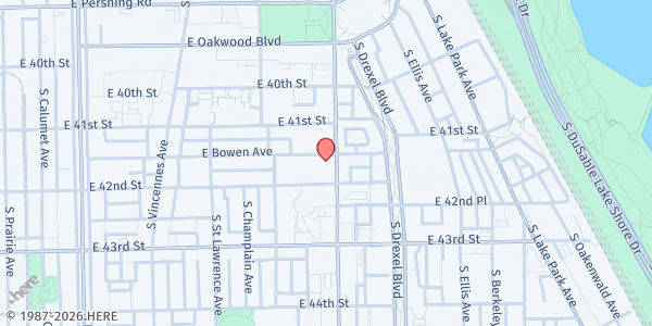 Map showing Harris Temple AOH Church at 4138 South Cottage Grove Avenue, Chicago, IL