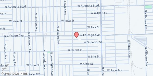 Map showing Healing Temple COGIC 1 at 4941 W Chicago Ave, Chicago, IL