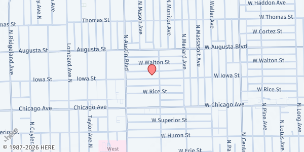 Map showing Helping Our People Excel Community Development Corporation at 5912 W Iowa St, Chicago, IL