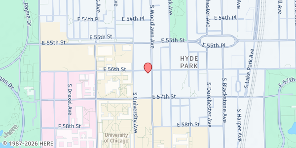 Map showing Hyde Park Kenwood Interfaith Food Pantry at 5600 S Woodlawn Ave, Chicago, IL