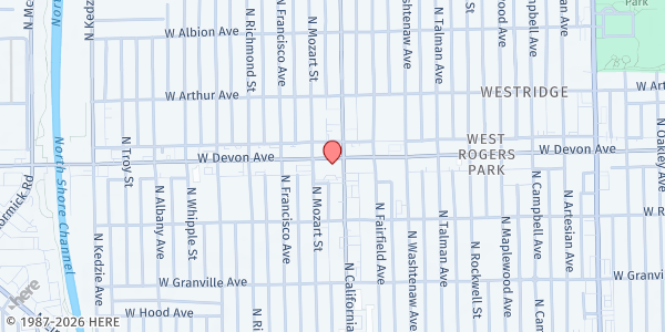 Map showing ICNA Relief USA Chicago at 2809 West Devon Avenue, Chicago, IL