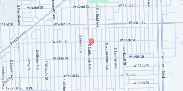 Map showing Immaculate Conception at 2745 West 44th Street, Chicago, IL