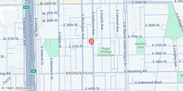 Map showing Matthew House at 3728 S Indiana Ave, Chicago, IL