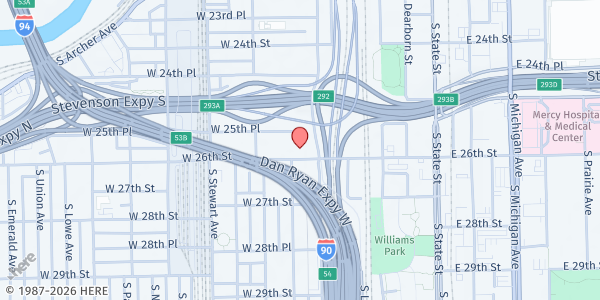Map showing Midwest Asian Health Association at 218 W 26th St, Chicago, IL