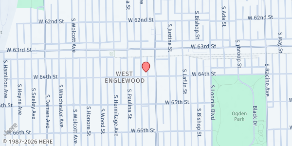 Map showing Mount Olive Baptist Church at 6353 S Marshfield Ave, Chicago, IL