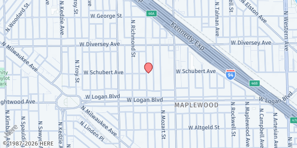Map showing New Community Covenant Church at 2649 N Francisco Ave, Chicago, IL
