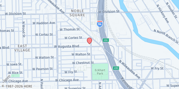 Map showing Northwestern University Settlement Association at 1400 W Augusta Blvd, Chicago, IL