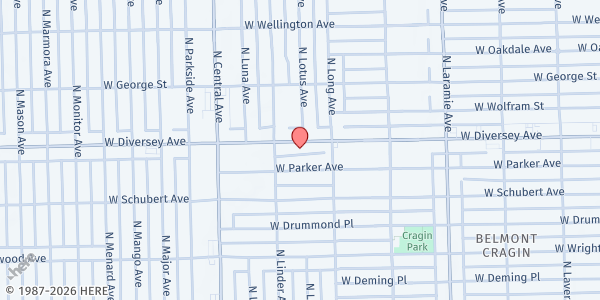 Map showing Onward House at 5433 W Diversey Ave, Chicago, IL