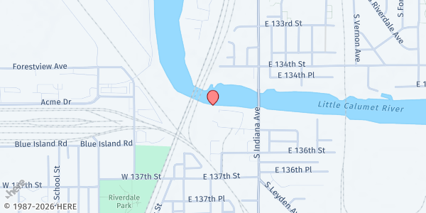 Map showing Ordained of God Full Gospel Church at 13750 S Leyden Ave, Chicago, IL
