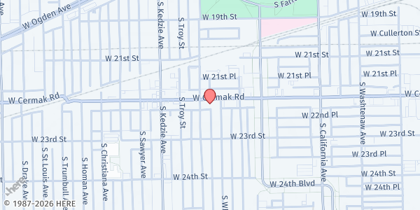 Map showing Our Lady of Tepeyac Parish at 3047 W Cermak Rd, Chicago, IL