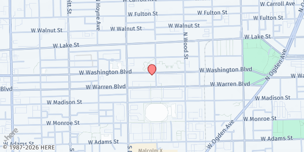 Map showing Pilgrim Rest MBC at 1901 W Washington Blvd, Chicago, IL