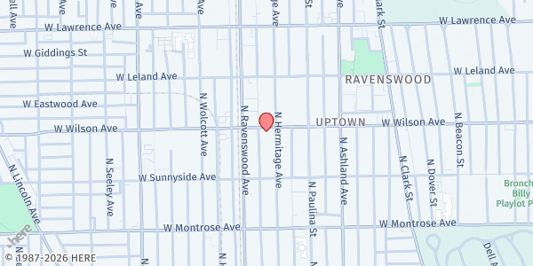 Map showing Ravenswood Community Services Inc. at 4550 N Hermitage Ave, Chicago, IL