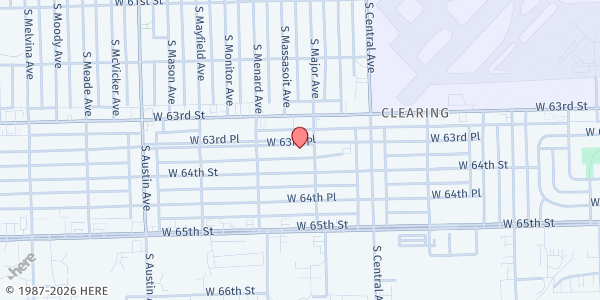 Map showing Resurrection UMC at 5717 W 63rd Pl, Chicago, IL