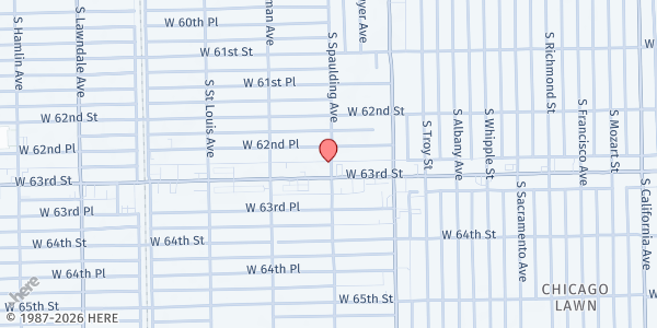 Map showing Sanad Organization at 6248 S Spaulding Ave, Chicago, IL