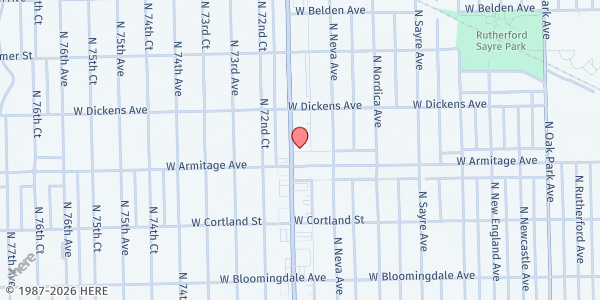 Map showing Sheridan Carroll Charitable Works Fund Inc. at 2015 N Harlem Ave, Chicago, IL