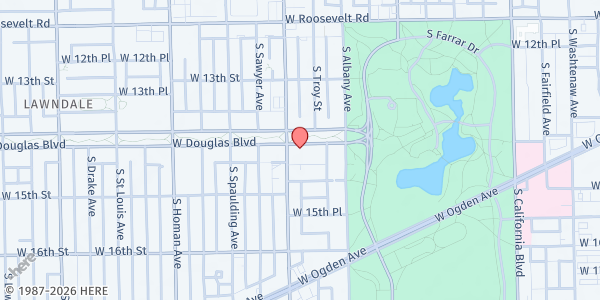 Map showing St Agatha at 3147 W Douglas Blvd, Chicago, IL