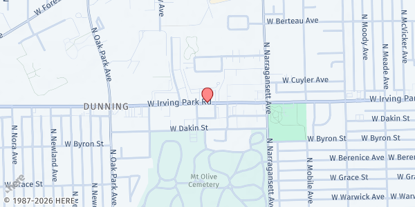 Map showing St Cyprian Ecumenical Food Pantry at 6535 W Irving Park Rd, Chicago, IL