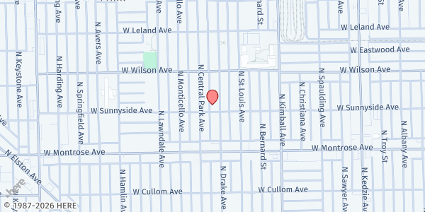 Map showing Tabor Lutheran Church at 3542 W Sunnyside Ave, Chicago, IL