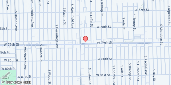 Map showing Target Area Development at 1542 W 79th St, Chicago, IL
