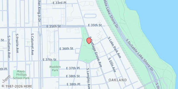 Map showing West Point Baptist Church at 3566-72 S Cottage Grove Ave, Chicago, IL