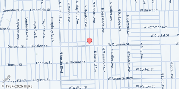 Map showing Westside Health Authority at 5437 W Division St, Chicago, IL