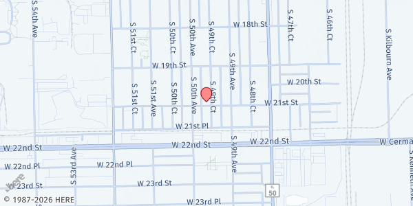 Map showing CBS Anti-Hunger Foundation at 4940 W 21st St, Cicero, IL