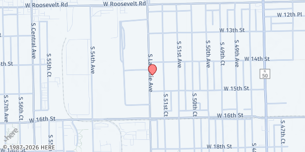 Map showing Ministerio el Shaddai el Shaddai Ministry Inc. at 1421 S Laramie Ave, Cicero, IL