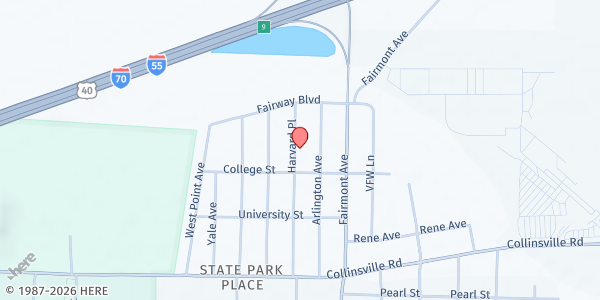 Map showing State Park Area Food Pantry at 3310 Harvard, Collinsville, IL